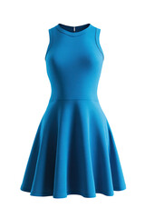 Teal blue A-line dress, sleeveless, isolated