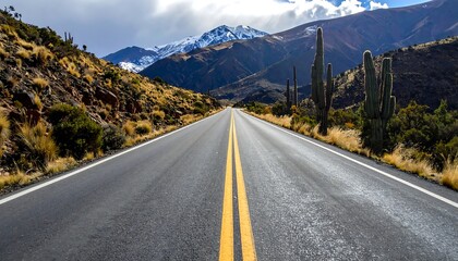 Fototapeta premium Mountain road with cactuses