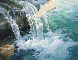 Water cascading over rocks