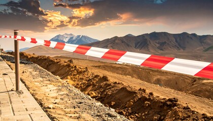 Construction site under vibrant sunset