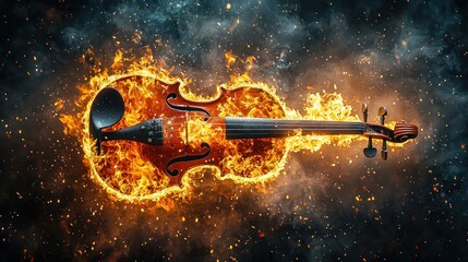 Violin in flames