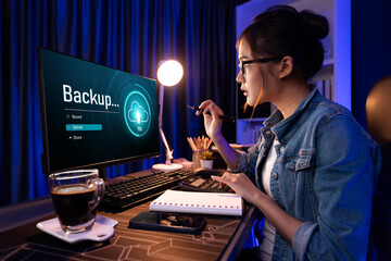 Backup Storage Data Internet Technology Business concept. Database storage cloud technology file...