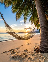 Tropical beach hammock sunset