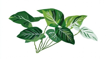 Fototapeta premium Fresh green basil leaves isolated on white background, a closeup of the herb and plant foliage for food and spice