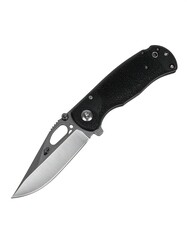 Folding knife with black handle and silver blade