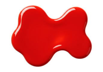 Vibrant red liquid blob isolated on transparent background