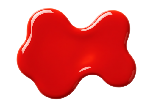 Vibrant red liquid blob isolated on transparent background