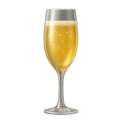 3D plastic icon of full champagne flute isolated on transparent background