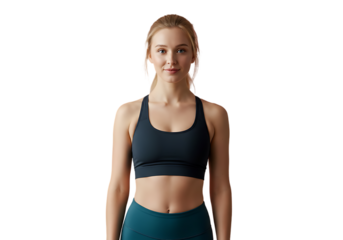 Young woman in sportswear isolated on transparent background