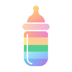 Fototapeta premium Pastel Rainbow Baby Bottle Icon Vector 