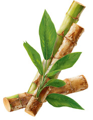 Sugarcane stalks with vibrant green leaves