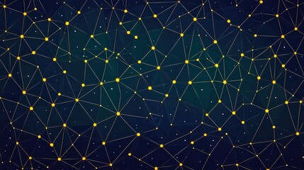 A visually striking abstract image featuring a network of interconnected nodes and lines against a dark background, This artwork can be used for technology, networking, or data visualization themes,