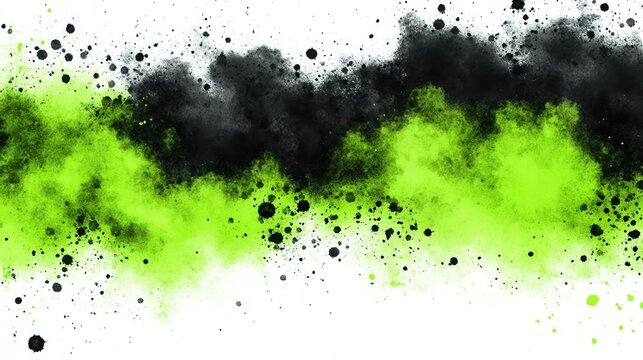 A vibrant splash of green and black paint splatters creates a dynamic and abstract background, perfect for creative projects, advertising, or social media graphics