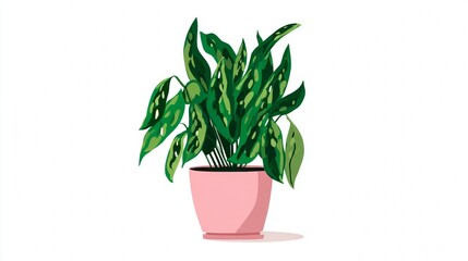 Fototapeta premium An isolated potted houseplant with lush green leaves and a fresh flowerpot