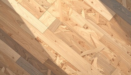 Wooden floor planks with sunlight