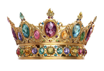 Ornate golden crown with vibrant gemstones