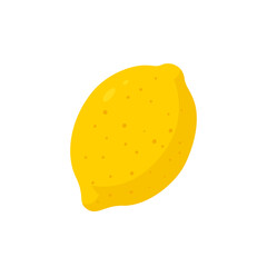 Whole lemon fruit with leaf flat style illustration