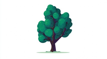 Green nature vector illustration of an isolated oak tree with a spring leaf design