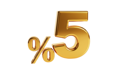 Unveiling a shiny golden five percent discount a celebration of savings and smart shopping on transparent background