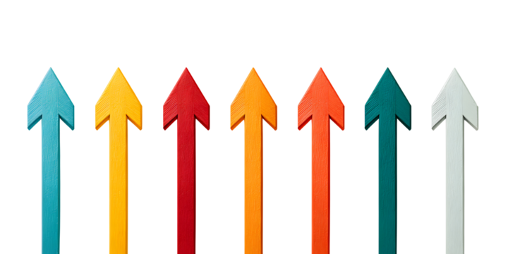 Arrows on the background. For designers, marketers. Popular image, illustration, object. Trade, economy.