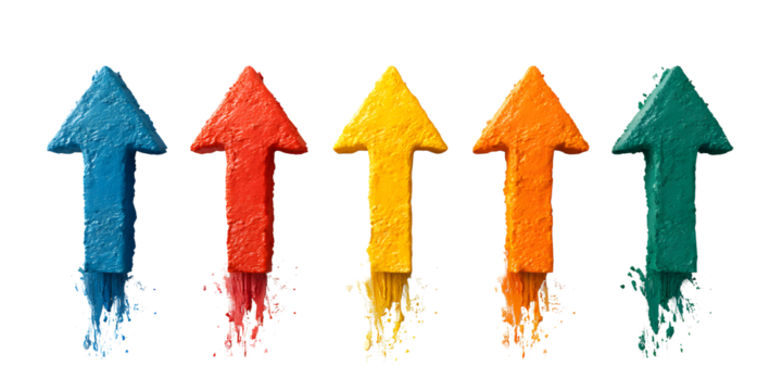 Arrows on the background. For designers, marketers. Popular image, illustration, object. Trade, economy.