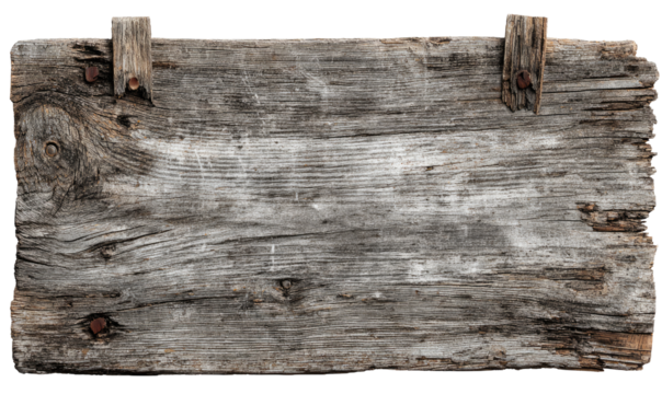 Weathered, aged wooden sign