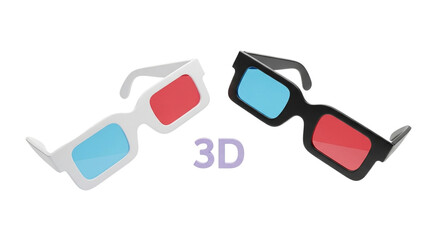 Embark on a cinematic 3D journey with these playful glasses inviting you to dive into on transparent background