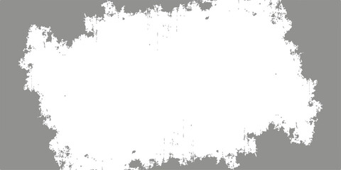 Vintage floral silhouette with black ink splatter paint on a dirty, grungy, textured paper frame border illustration