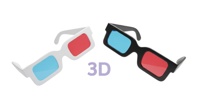 Embark on a cinematic 3D journey with these playful glasses inviting you to dive into on transparent background
