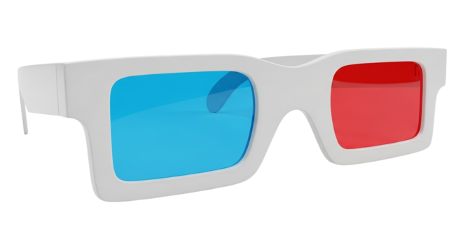 Step into another dimension envisioning unseen realms with anaglyph 3D glasses offering a on transparent background