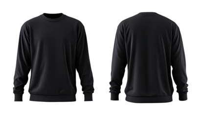 Full shot of a dark gray, mock-up long-sleeve sweatshirt