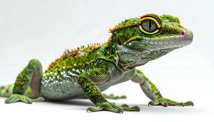 Naklejka premium Close-up of a vibrant green lizard