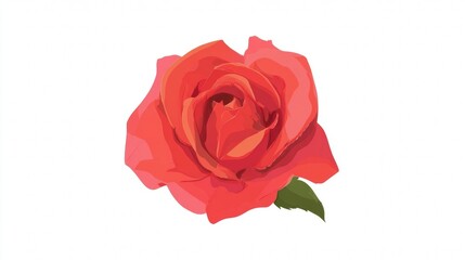 Fototapeta premium A single red rose, a symbol of love and romance, isolated on a white background