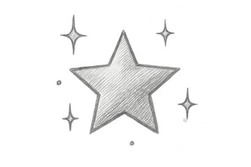 Obraz premium Gleaming five-pointed star sketched in pencil, emitting luminous sparkles on transparent backdrop, radiating magical luminescence