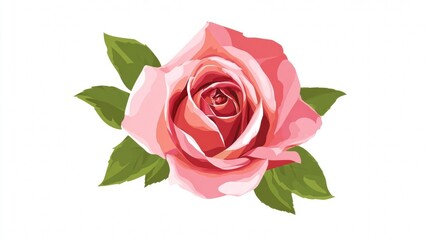 Fototapeta premium A vibrant pink rose, a symbol of romance and love, stands beautifully isolated on a clean white background