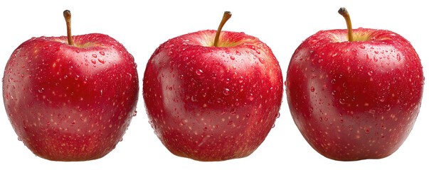 Three vibrant red apples