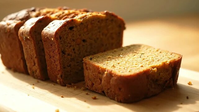 Pumpkin bread - Freshly baked loaf of pumpkin bread, sliced and ready to eat thanksgiving food