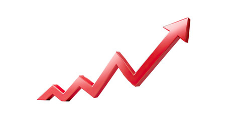 Red upward trending graph icon