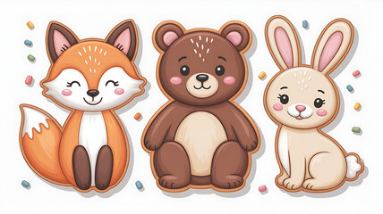 Animal Shaped Cookies Vector on White