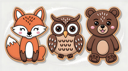 Animal Shaped Cookies Vector White Background
