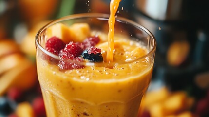 glass of orange juice with ice