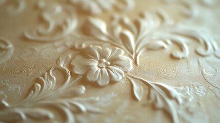 Elegant floral wallpaper with a textured surface. The raised flower design adds depth and sophistication.