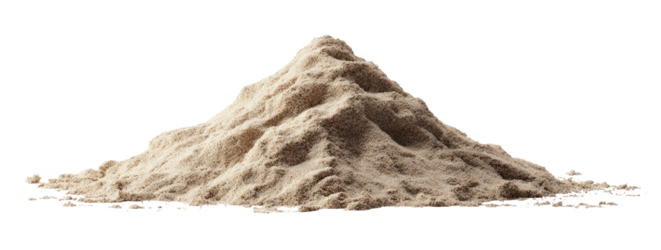 A beige pile of granular material