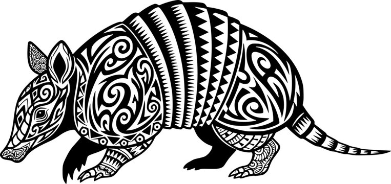 Armadillo silhouette, Texas armadillo silhouette, Armadillo silhouette svg, Tribal armadillo silhouette, Armadillo vector illustration.
