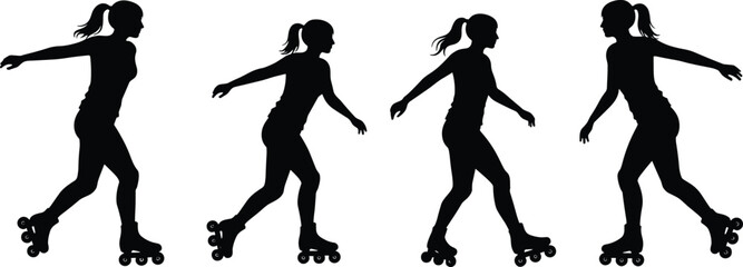 Silhouette of a running woman, a dynamic vector illustration of a fit person