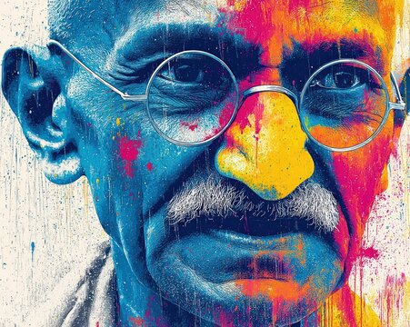 Happy Gandhi Jayanti 2nd October. Abstract vector design featuring Mahatma Gandhi, Indian freedom fighter known as Bapu