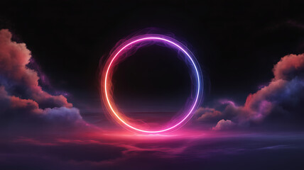 Neon Glowing Circle with Purple Pink Glow