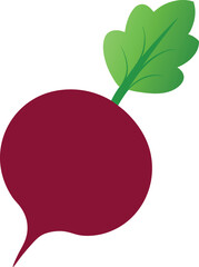 Burgundy Beetroot Icon with Green Leaf Vector Illustration