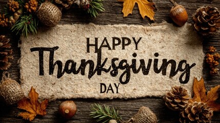 Happy Thanksgiving Day poster with festive message and fall-themed graphics