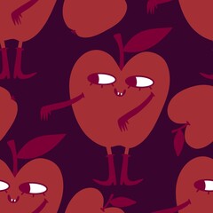Halloween monsters fruit seamless apples pattern for wrapping paper and fabrics